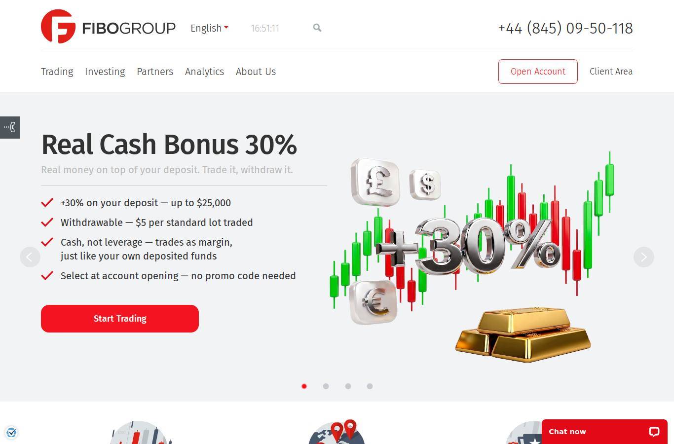 Screenshot of the FIBO Group website