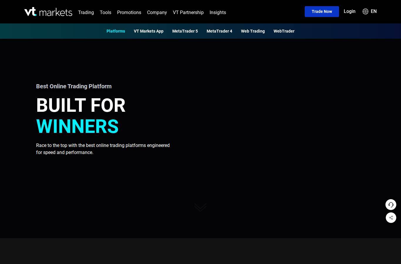 The platform page on the VT Markets website